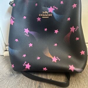 Coach Black Bag with Pink and Multicolor Stars